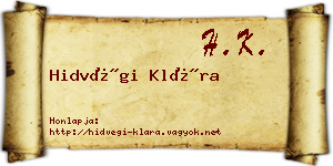 Hidvégi Klára névjegykártya