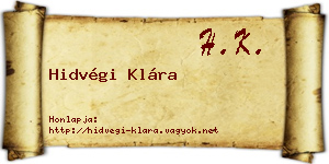 Hidvégi Klára névjegykártya